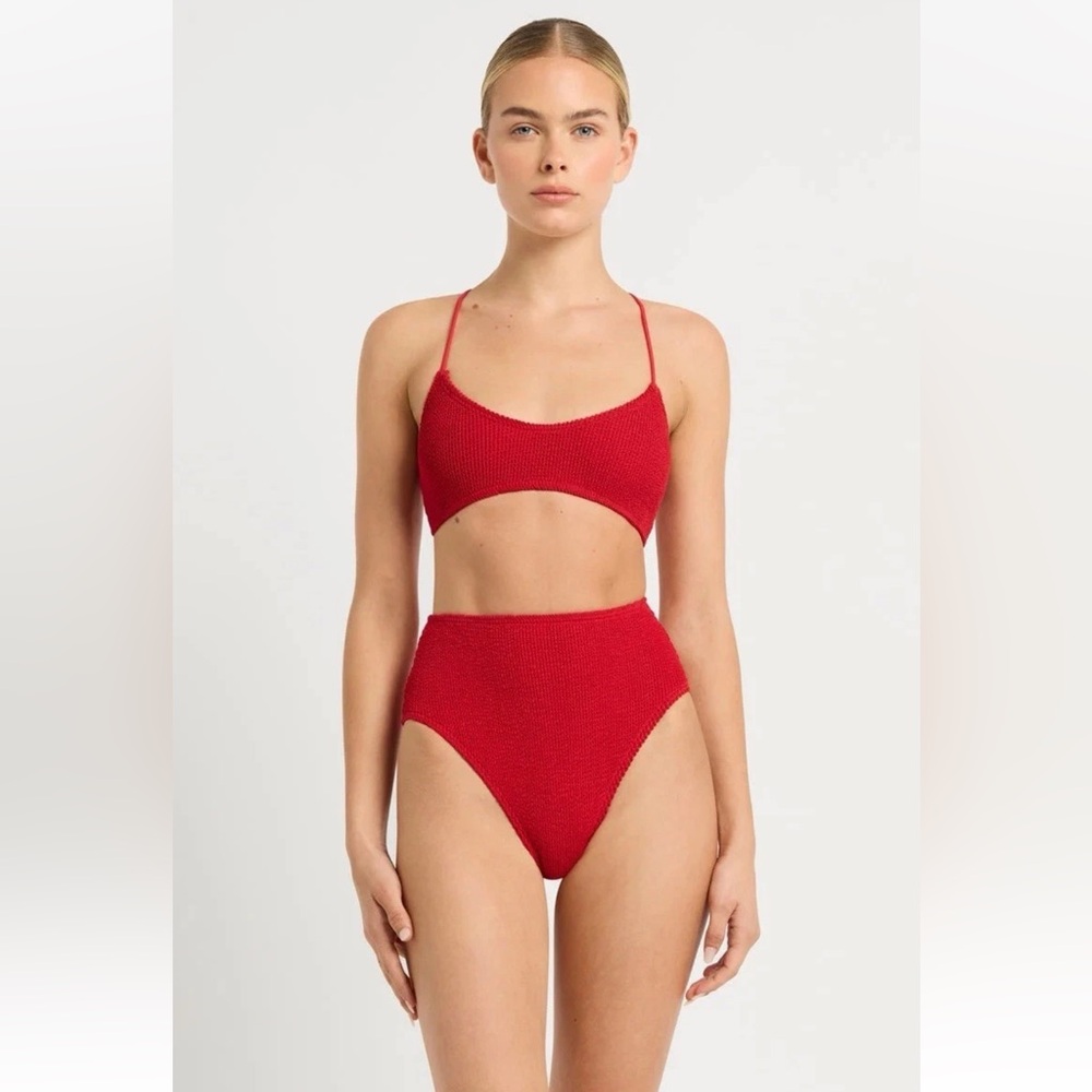 NWT BOND-EYE Baywatch Red Selena Top & Palmer High Waisted  Bottoms Set, O/S